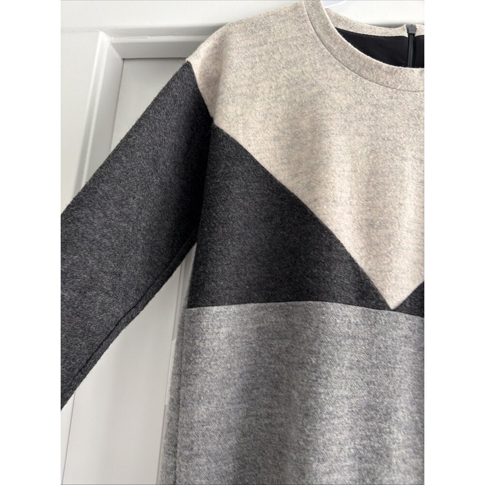 Madewell Short SZ S Wool Shift Dress Colorblock Gray Black Business Casual Zip - Picture 5 of 7